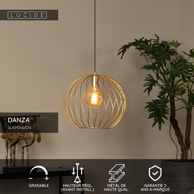 Lucide DANZA - Suspension - Ø 40 cm - 1xE27 - Or Mat / Laiton